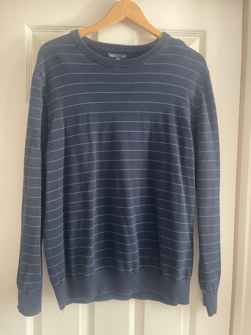 Gap Men's Navy Striped Crewneck Sweater
